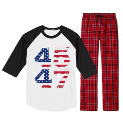 4547 Trump 2024 Vintage Usa Flag Retro 45 47 Trump 2024 Raglan Sleeve Pajama Set