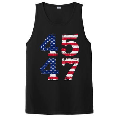 4547 Trump 2024 Vintage Usa Flag Retro 45 47 Trump 2024 PosiCharge Competitor Tank