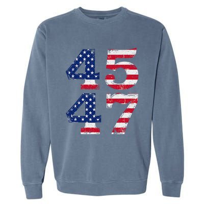 4547 Trump 2024 Vintage Usa Flag Retro 45 47 Trump 2024 Garment-Dyed Sweatshirt