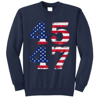 4547 Trump 2024 Vintage Usa Flag Retro 45 47 Trump 2024 Sweatshirt