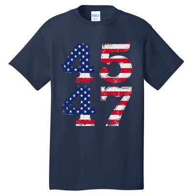 4547 Trump 2024 Vintage Usa Flag Retro 45 47 Trump 2024 Tall T-Shirt