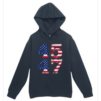 4547 Trump 2024 Vintage Usa Flag Retro 45 47 Trump 2024 Urban Pullover Hoodie