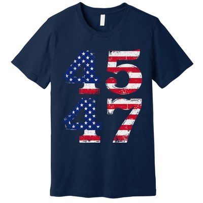 4547 Trump 2024 Vintage Usa Flag Retro 45 47 Trump 2024 Premium T-Shirt