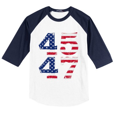 4547 Trump 2024 Vintage Usa Flag Retro 45 47 Trump 2024 Baseball Sleeve Shirt