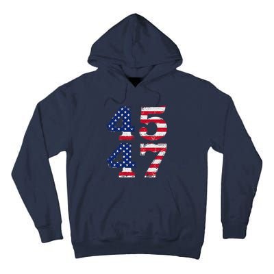 4547 Trump 2024 Vintage Usa Flag Retro 45 47 Trump 2024 Tall Hoodie