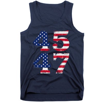 4547 Trump 2024 Vintage Usa Flag Retro 45 47 Trump 2024 Tank Top