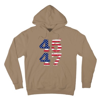 4547 Trump 2024 Vintage Usa Flag Retro 45 47 Trump 2024 Hoodie