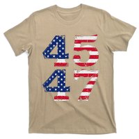 4547 Trump 2024 Vintage Usa Flag Retro 45 47 Trump 2024 T-Shirt