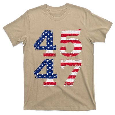 4547 Trump 2024 Vintage Usa Flag Retro 45 47 Trump 2024 T-Shirt