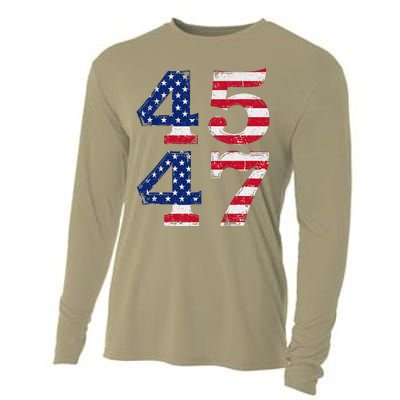 4547 Trump 2024 Vintage Usa Flag Retro 45 47 Trump 2024 Cooling Performance Long Sleeve Crew