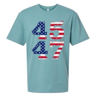 4547 Trump 2024 Vintage Usa Flag Retro 45 47 Trump 2024 Sueded Cloud Jersey T-Shirt