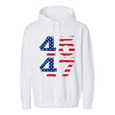 4547 Trump 2024 Vintage Usa Flag Retro 45 47 Trump 2024 Garment-Dyed Fleece Hoodie