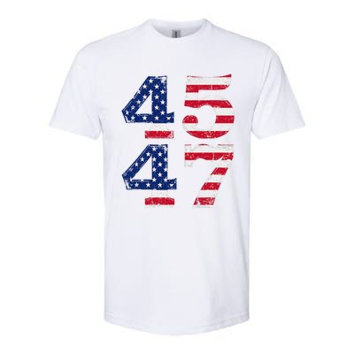 4547 Trump 2024 Vintage Usa Flag Retro 45 47 Trump 2024 Softstyle CVC T-Shirt