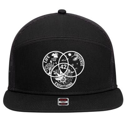 42 The Answer To Life The Universe And Everything Gift 7 Panel Mesh Trucker Snapback Hat