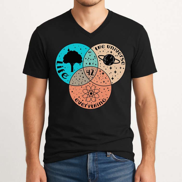 42 The Answer To Life Universe And Everything Astronomer V-Neck T-Shirt