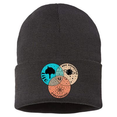 42 The Answer To Life Universe And Everything Astronomer Sustainable Knit Beanie