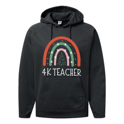 4k Teacher Christmas Rainbow Performance Fleece Hoodie