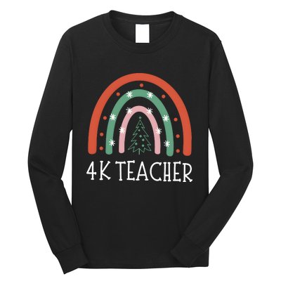 4k Teacher Christmas Rainbow Long Sleeve Shirt