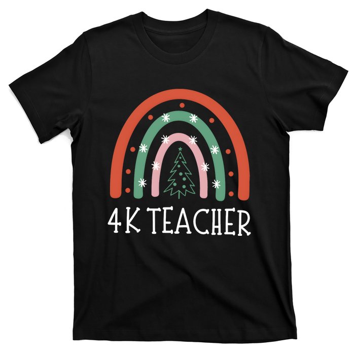 4k Teacher Christmas Rainbow T-Shirt