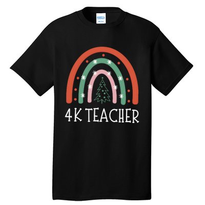 4k Teacher Christmas Rainbow Tall T-Shirt