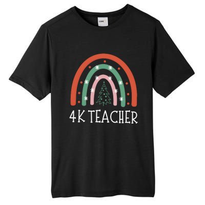 4k Teacher Christmas Rainbow Tall Fusion ChromaSoft Performance T-Shirt