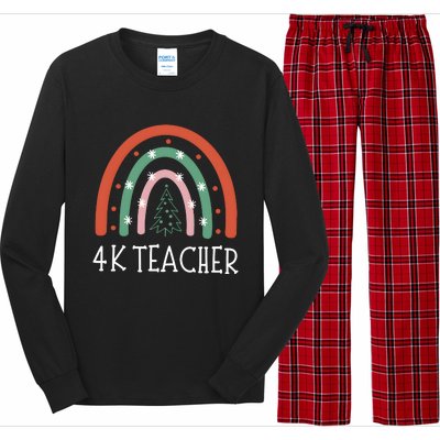 4k Teacher Christmas Rainbow Long Sleeve Pajama Set