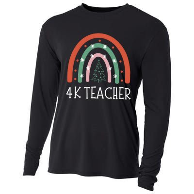 4k Teacher Christmas Rainbow Cooling Performance Long Sleeve Crew