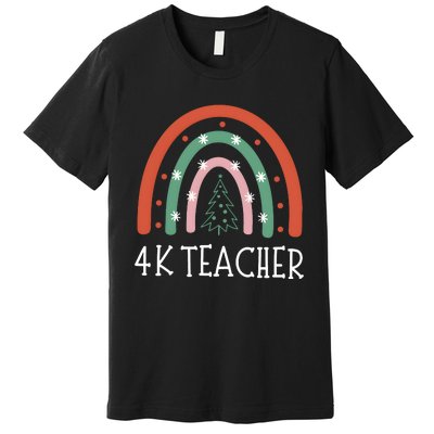 4k Teacher Christmas Rainbow Premium T-Shirt