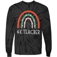 4k Teacher Christmas Rainbow Tie-Dye Long Sleeve Shirt