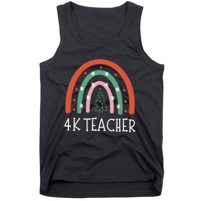 4k Teacher Christmas Rainbow Tank Top