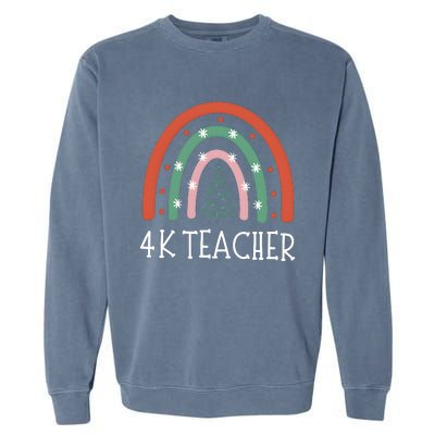 4k Teacher Christmas Rainbow Garment-Dyed Sweatshirt