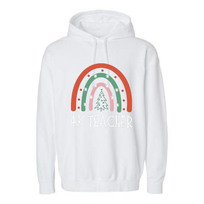 4k Teacher Christmas Rainbow Garment-Dyed Fleece Hoodie