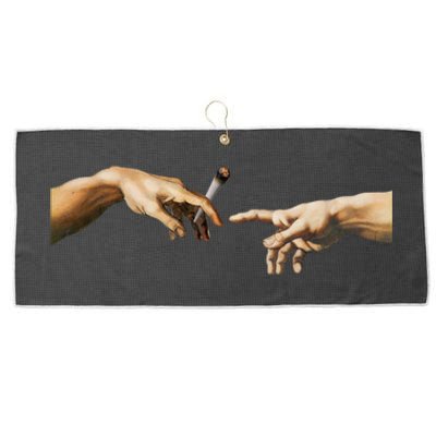 420 The Creation Of Adam Michelangelo Weed Joint Vintage Great Gift Large Microfiber Waffle Golf Towel