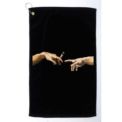 420 The Creation Of Adam Michelangelo Weed Joint Vintage Great Gift Platinum Collection Golf Towel