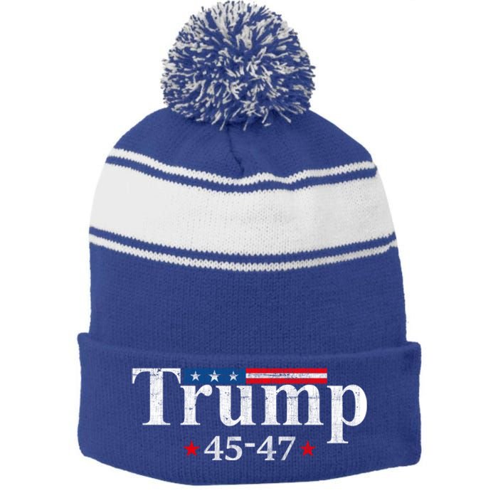 4547 Trump Gift Stripe Pom Pom Beanie