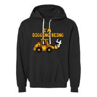 4th Birthday I'm Digging Being Four Garment-Dyed Fleece Hoodie