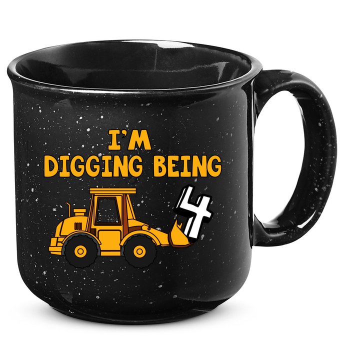 4th Birthday I'm Digging Being Four 15oz Campfire Ceramic Mug