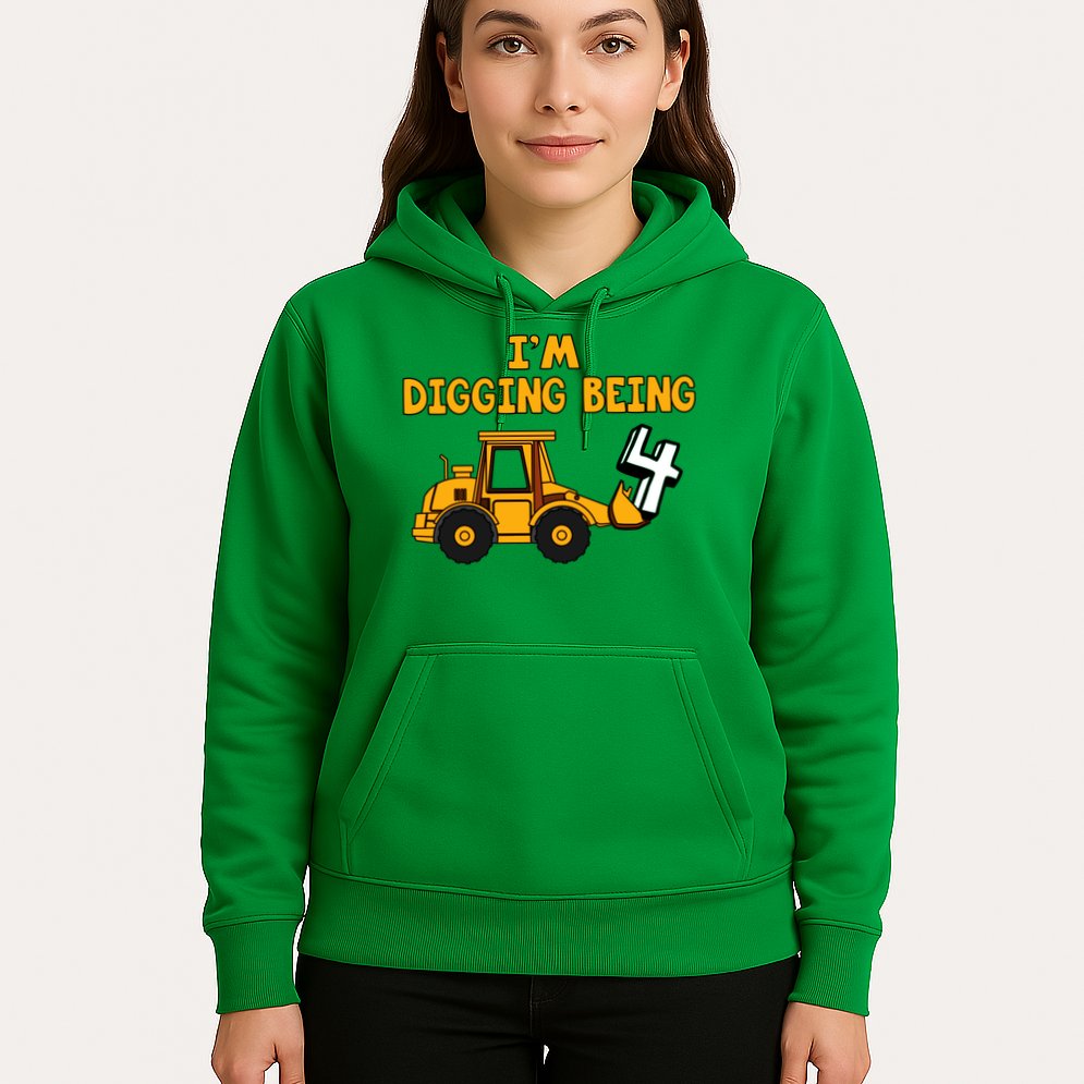 4th Birthday I'm Digging Being Four Hoodie