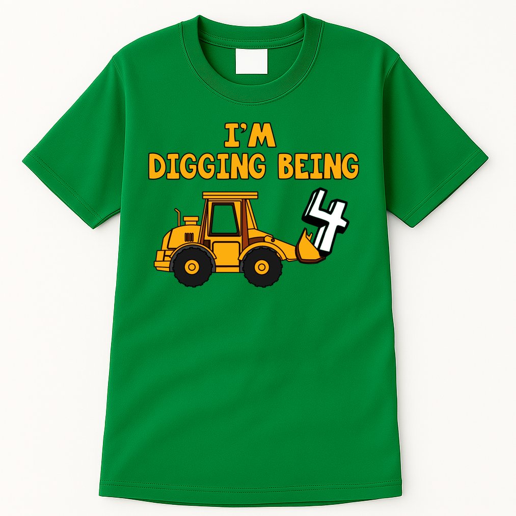 4th Birthday I'm Digging Being Four Tall T-Shirt