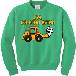 4th Birthday I'm Digging Being Four Kids Sweatshirt