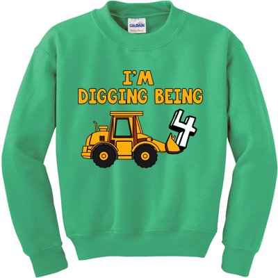 4th Birthday I'm Digging Being Four Kids Sweatshirt