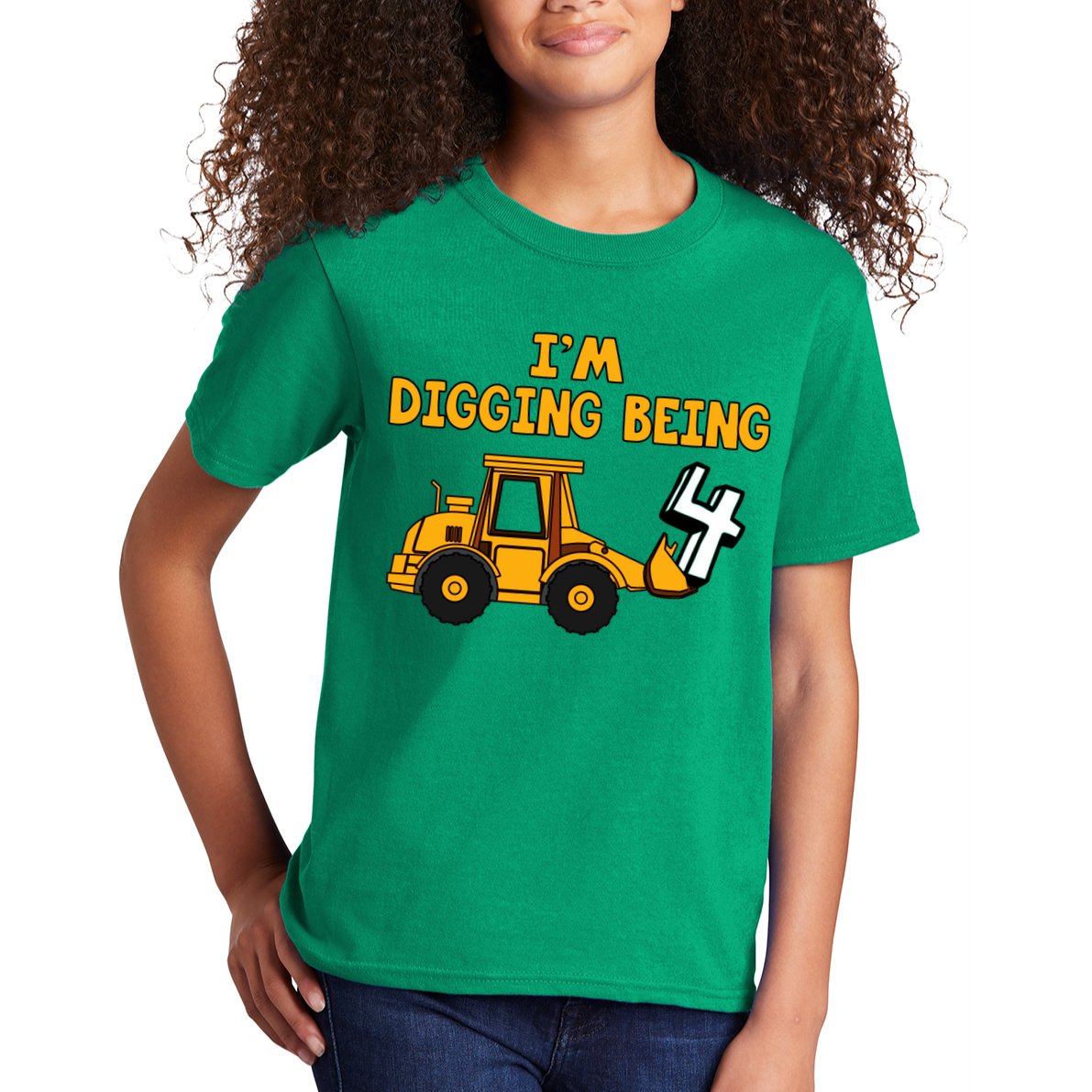 4th Birthday I'm Digging Being Four Kids T-Shirt