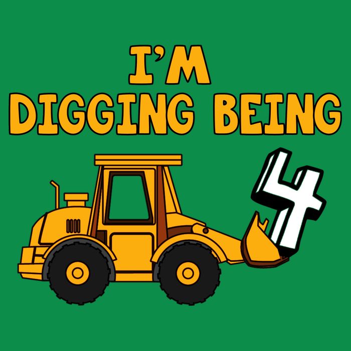 4th Birthday I'm Digging Being Four Kids T-Shirt