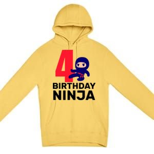 4th Birthday Ninja  Premium Pullover Hoodie