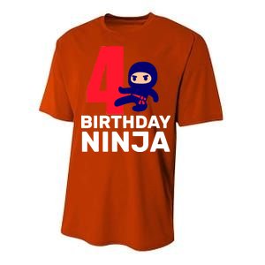 4th Birthday Ninja  Performance Sprint T-Shirt