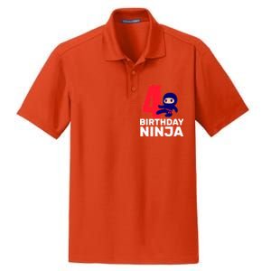 4th Birthday Ninja  Dry Zone Grid Polo