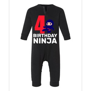 4th Birthday Ninja  Infant Fleece One Piece