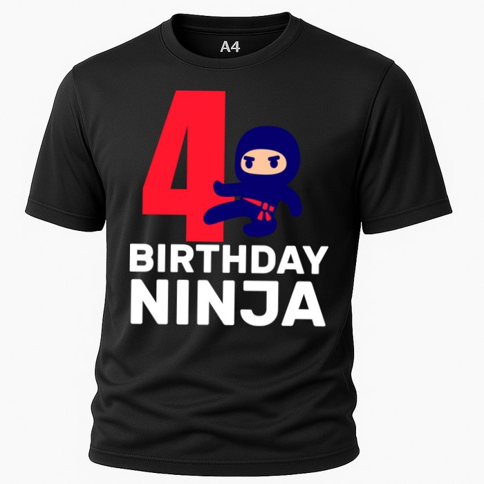 4th Birthday Ninja  Cooling Performance Crew T-Shirt