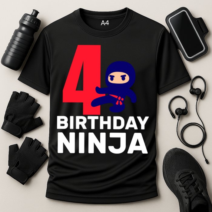 4th Birthday Ninja  Cooling Performance Crew T-Shirt