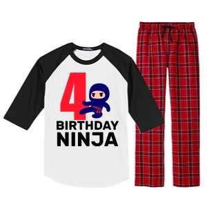 4th Birthday Ninja  Raglan Sleeve Pajama Set